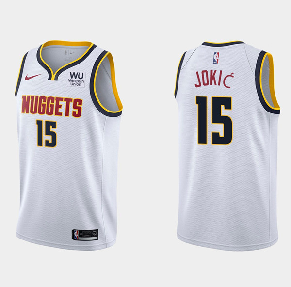 Men's Denver Nuggets #15 Nikola Jokic White 2019 20 Association Edition Stitched Jersey Men's Denver Nuggets #15 Nikola Jokic White 2019 20 Association Edition Stitched Jersey