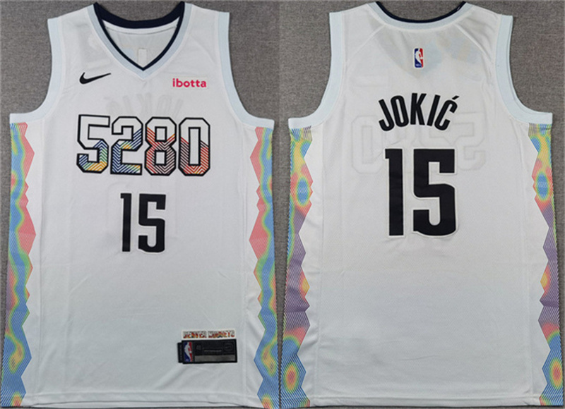 Men's Denver Nuggets #15 Nikola Jokic White 2024 25 City Edition Stitched Basketball Jersey Men's Denver Nuggets #15 Nikola Jokic White 2024 25 City Edition Stitched Basketball Jersey