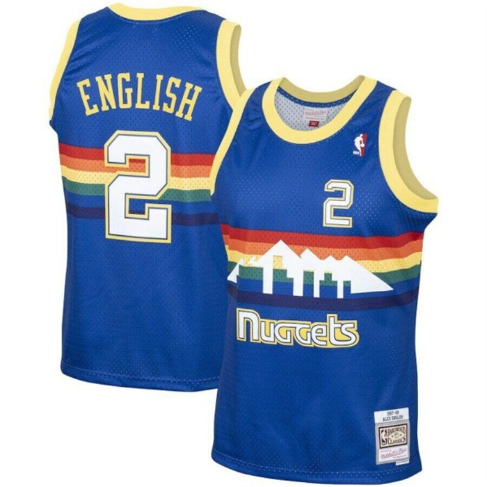 Men's Denver Nuggets #2 Alex English 1987-88 Royal Mitchell & Ness Swingman Stitched Basketball Jersey Men's Denver Nuggets #2 Alex English 1987-88 Royal Mitchell & Ness Swingman Stitched Basketball Jersey