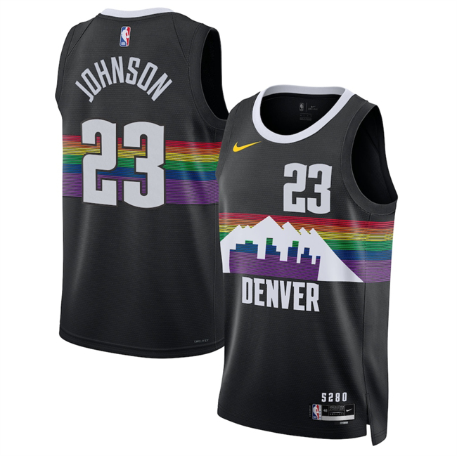 Men's Denver Nuggets #23 Cameron Johnson Black 2025 26 City Edition Stitched Basketball Jersey Men's Denver Nuggets #23 Cameron Johnson Black 2025 26 City Edition Stitched Basketball Jersey