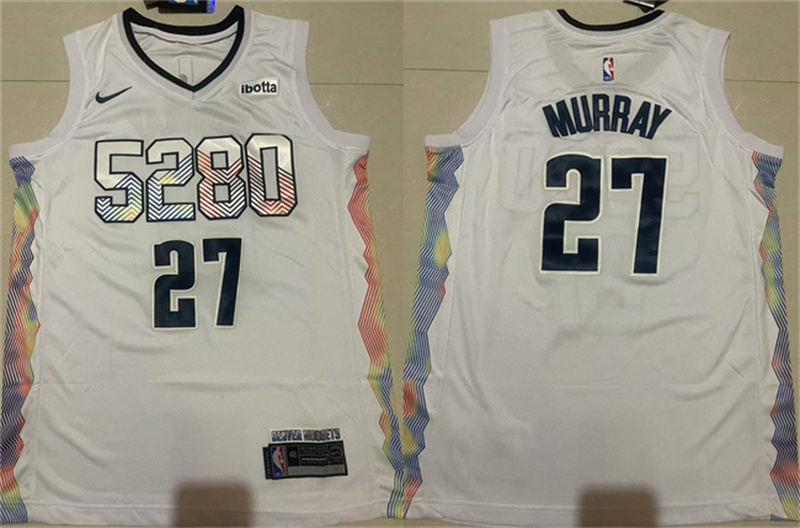 Men's Denver Nuggets #27 Jamal Murray White 2024-25 City Edition Stitched Basketball Jersey Men's Denver Nuggets #27 Jamal Murray White 2024-25 City Edition Stitched Basketball Jersey