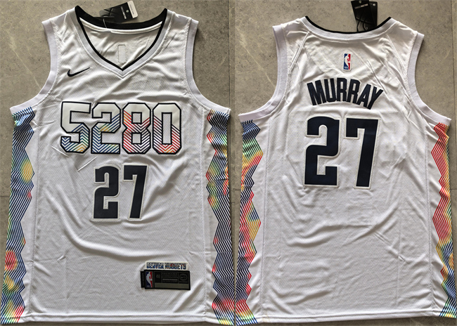 Men's Denver Nuggets #27 Jamal Murray White 2024 City Edition Stitched Basketball Jersey Men's Denver Nuggets #27 Jamal Murray White 2024 City Edition Stitched Basketball Jersey