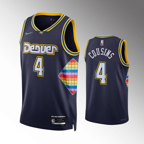 Men's Denver Nuggets #4 DeMarcus Cousins Navy 2021-22 City Edition 75th Anniversary Stitched Jersey Men's Denver Nuggets #4 DeMarcus Cousins Navy 2021-22 City Edition 75th Anniversary Stitched Jersey