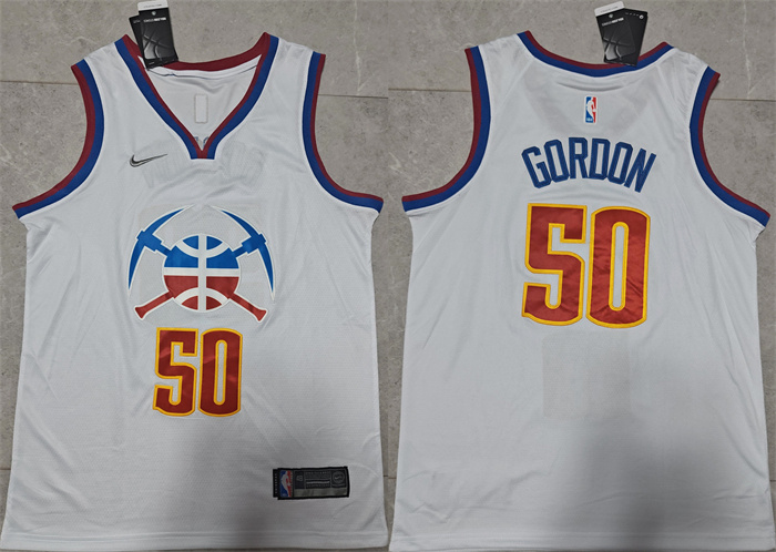 Men's Denver Nuggets #50 Aaron Gordon White Earned Edition Stitched Basketball Jersey Men's Denver Nuggets #50 Aaron Gordon White Earned Edition Stitched Basketball Jersey
