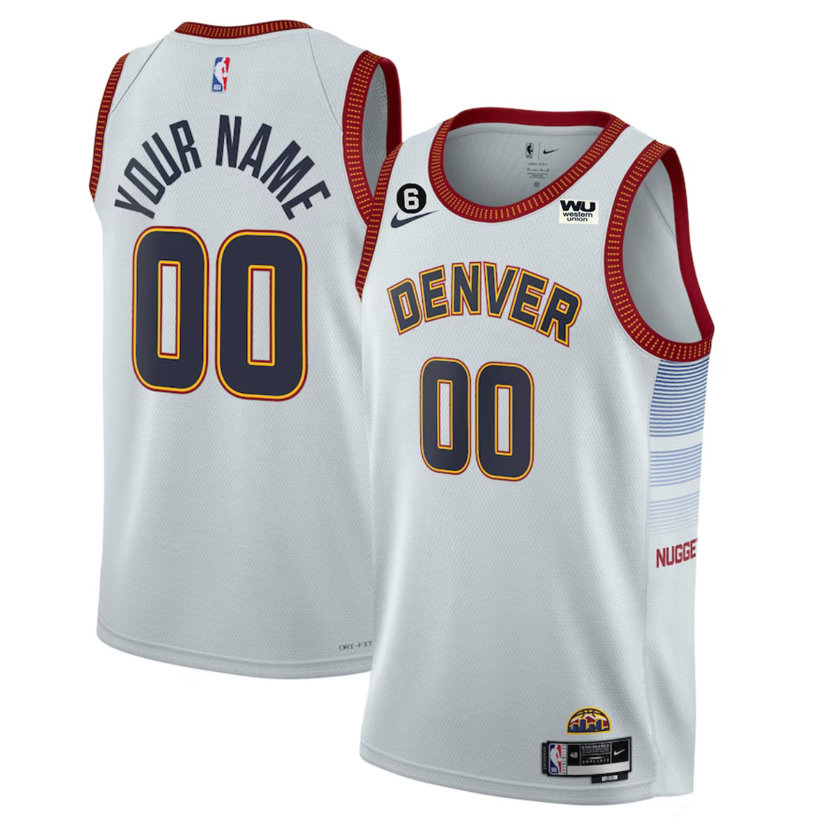 Men's Denver Nuggets Active Player Custom White 2022 23 Icon Edition With NO.6 Patch Stitched Jersey