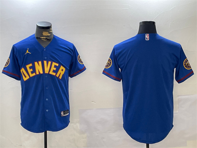 Men's Denver Nuggets Blank Blue With Patch Stitched Jersey Men's Denver Nuggets Blank Blue With Patch Stitched Jersey