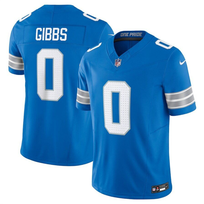 Men's Detroit Lions #0 Jahymr Gibbs Blue 2025 F.U.S.E. Vapor Limited Stitched Jersey Men's Detroit Lions #0 Jahymr Gibbs Blue 2025 F.U.S.E. Vapor Limited Stitched Jersey