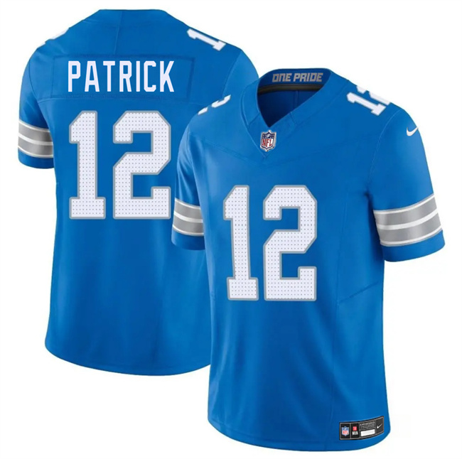 Men's Detroit Lions #12 Tim Patrick Blue 2025 F.U.S.E. Vapor Limited Stitched Jersey Men's Detroit Lions #12 Tim Patrick Blue 2025 F.U.S.E. Vapor Limited Stitched Jersey