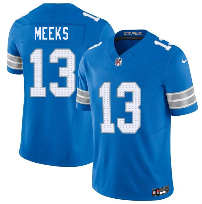 Men's Detroit Lions #13 Jackson Meeks Blue 2026 F.U.S.E. Vapor Limited Stitched Jersey Men's Detroit Lions #13 Jackson Meeks Blue 2026 F.U.S.E. Vapor Limited Stitched Jersey
