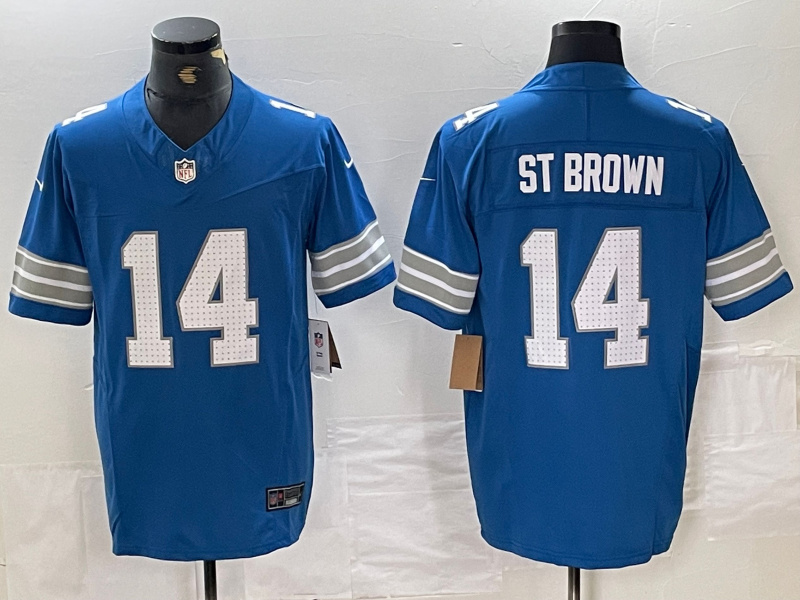 Men's Detroit Lions #14 Amon-Ra St. Brown Blue 2024 F.U.S.E. Vapor Limited Stitched Jersey