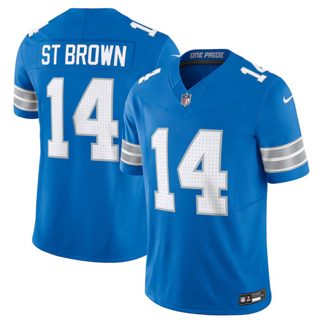 Men's Detroit Lions #14 Amon-Ra St. Brown Blue 2024 F.U.S.E. Vapor Limited Stitched Jersey1