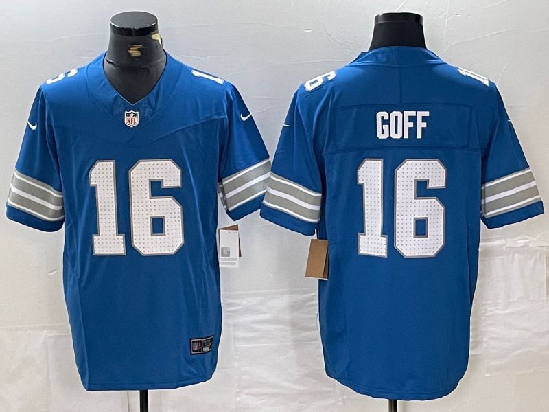 Men's Detroit Lions #16 Jared Goff Blue 2024 F.U.S.E. Vapor Limited Stitched Jersey1
