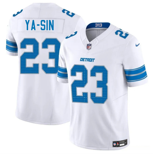 Men's Detroit Lions #23 Rock Ya-Sin White 2025 F.U.S.E. Vapor Limited Stitched Jersey Men's Detroit Lions #23 Rock Ya-Sin White 2025 F.U.S.E. Vapor Limited Stitched Jersey