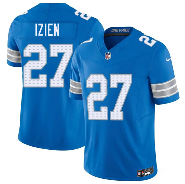 Men's Detroit Lions #27 Christian Izien Blue 2026 F.U.S.E. Vapor Limited Stitched Jersey Men's Detroit Lions #27 Christian Izien Blue 2026 F.U.S.E. Vapor Limited Stitched Jersey