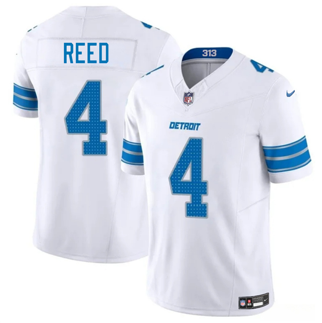 Men's Detroit Lions #4 D.J. Reed White 2025 F.U.S.E. Vapor Limited Stitched Jersey Men's Detroit Lions #4 D.J. Reed White 2025 F.U.S.E. Vapor Limited Stitched Jersey