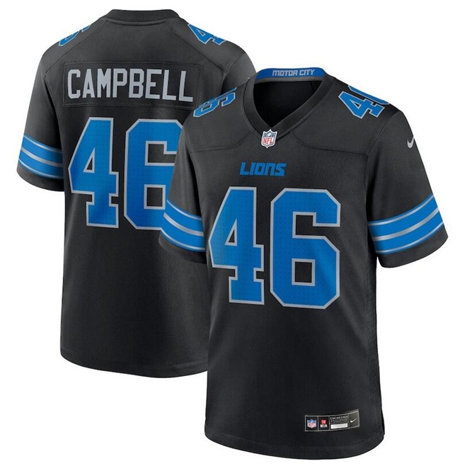 Men's Detroit Lions #46 Jack Campbell Black 2nd Alternate Vapor Limited Stitched Game Jersey Men's Detroit Lions #46 Jack Campbell Black 2nd Alternate Vapor Limited Stitched Game Jersey