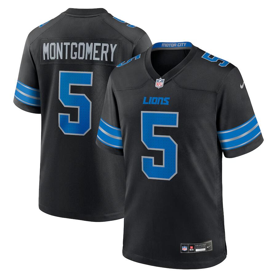 Men's Detroit Lions #5 David Montgomery Black 2nd Alternate Stitched Game Jersey Men's Detroit Lions #5 David Montgomery Black 2nd Alternate Stitched Game Jersey