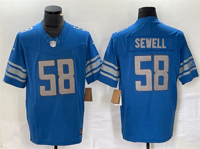 Men's Detroit Lions #58 Penei Sewell Blue 2023 F.U.S.E. Vapor Untouchable Limited Stitched Jersey Men's Detroit Lions #58 Penei Sewell Blue 2023 F.U.S.E. Vapor Untouchable Limited Stitched Jersey