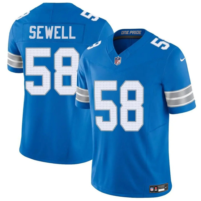 Men's Detroit Lions #58 Penei Sewell Blue 2025 F.U.S.E. Vapor Limited Stitched Jersey Men's Detroit Lions #58 Penei Sewell Blue 2025 F.U.S.E. Vapor Limited Stitched Jersey
