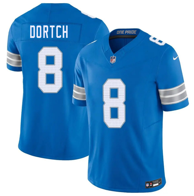 Men's Detroit Lions #8 Greg Dortch Blue 2026 F.U.S.E. Vapor Limited Stitched Jersey Men's Detroit Lions #8 Greg Dortch Blue 2026 F.U.S.E. Vapor Limited Stitched Jersey