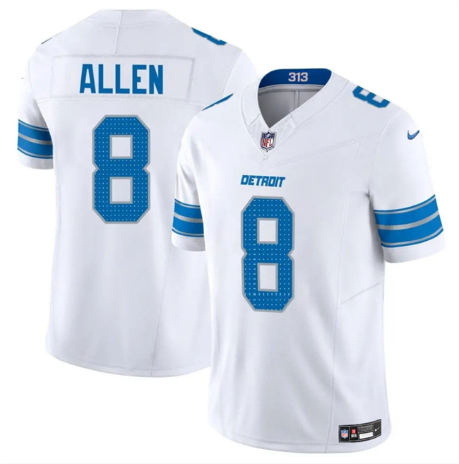 Men's Detroit Lions #8 Kyle Allen White 2025 F.U.S.E. Vapor Limited Stitched Jersey Men's Detroit Lions #8 Kyle Allen White 2025 F.U.S.E. Vapor Limited Stitched Jersey