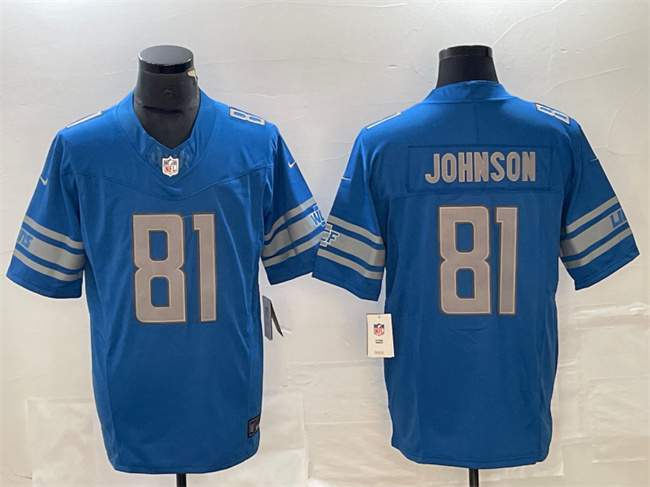 Men's Detroit Lions #81 Calvin Johnson Blue 2023 F.U.S.E. Vapor Untouchable Limited Stitched Jersey Men's Detroit Lions #81 Calvin Johnson Blue 2023 F.U.S.E. Vapor Untouchable Limited Stitched Jersey
