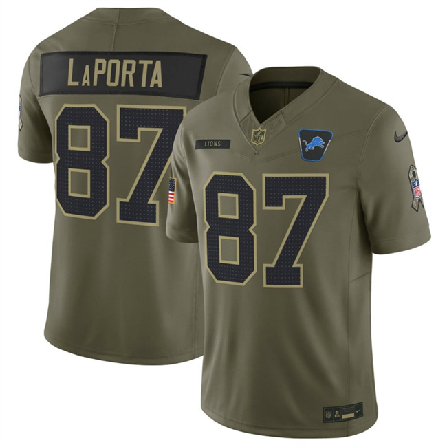 Men's Detroit Lions #87 Sam LaPorta Olive 2025 F.U.S.E. Salute to Service Limited Stitched Football Jersey Men's Detroit Lions #87 Sam LaPorta Olive 2025 F.U.S.E. Salute to Service Limited Stitched Football Jersey