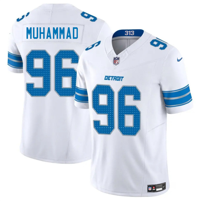 Men's Detroit Lions #96 Al-Quadin Muhammad White 2025 F.U.S.E. Vapor Limited Stitched Jersey Men's Detroit Lions #96 Al-Quadin Muhammad White 2025 F.U.S.E. Vapor Limited Stitched Jersey