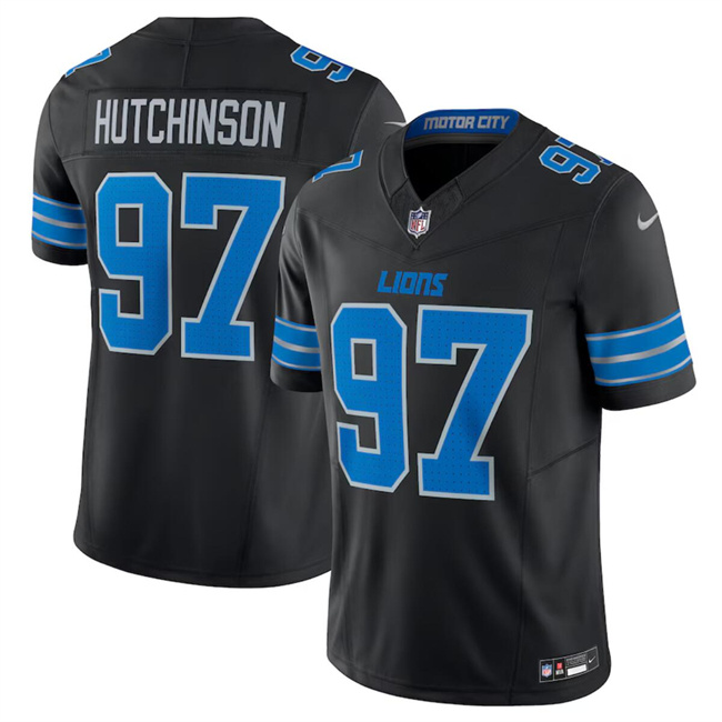 Men's Detroit Lions #97 Aidan Hutchinson Black 2024 F.U.S.E. 2nd Alternate Vapor Limited Stitched Jersey1