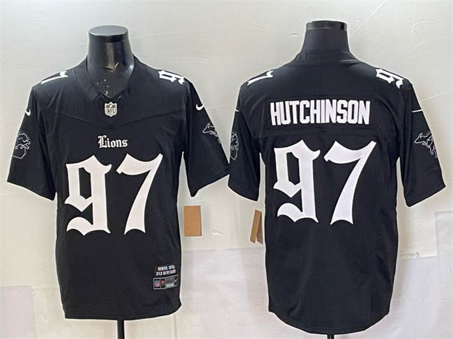 Men's Detroit Lions #97 Aidan Hutchinson Black 2025 F.U.S.E. 'Gothic Motor Grit Edition' Vapor Limited Stitched Football Jersey Men's Detroit Lions #97 Aidan Hutchinson Black 2025 F.U.S.E. 'Gothic Motor Grit Edition' Vapor Limited Stitched Football Jersey