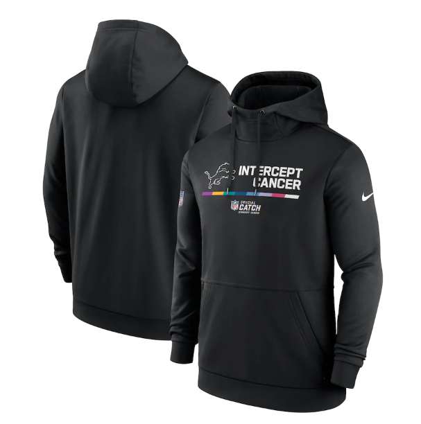 Men's Detroit Lions 2022 Black Crucial Catch Therma Performance Pullover Hoodie Men's Detroit Lions 2022 Black Crucial Catch Therma Performance Pullover Hoodie