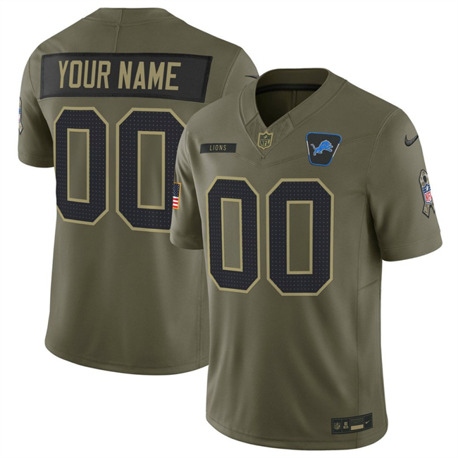 Men's Detroit Lions Active Player Custom Olive 2025 F.U.S.E. Salute to Service Limited Stitched Football Jersey Men's Detroit Lions Active Player Custom Olive 2025 F.U.S.E. Salute to Service Limited Stitched Football Jersey