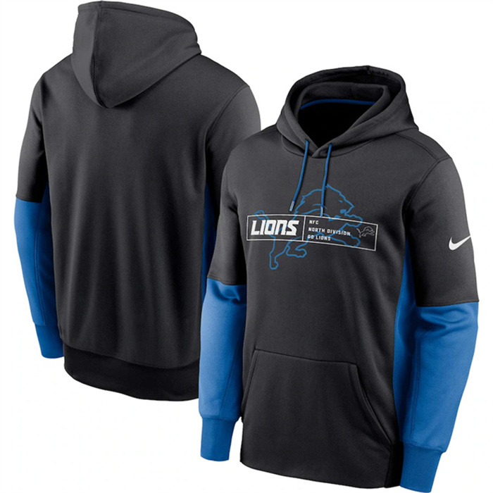 Men's Detroit Lions Black Color Block Fleece Performance Pullover Hoodie Men's Detroit Lions Black Color Block Fleece Performance Pullover Hoodie