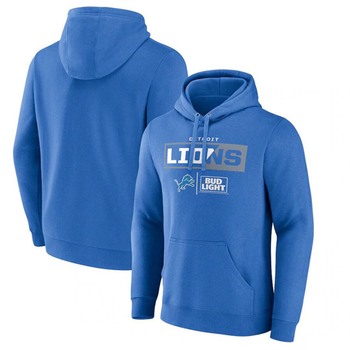 Men's Detroit Lions Blue X Bud Light Pullover Hoodie Men's Detroit Lions Blue X Bud Light Pullover Hoodie