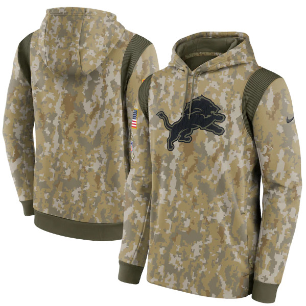 Men's Detroit Lions Camo 2021 Salute To Service Therma Performance Pullover Hoodie Men's Detroit Lions Camo 2021 Salute To Service Therma Performance Pullover Hoodie