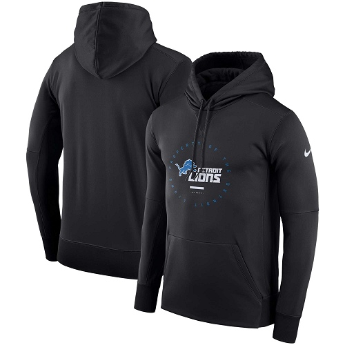 Men's Detroit Lions Nike Black Sideline Property Of Wordmark Logo Performance Pullover Hoodie Men's Detroit Lions Nike Black Sideline Property Of Wordmark Logo Performance Pullover Hoodie