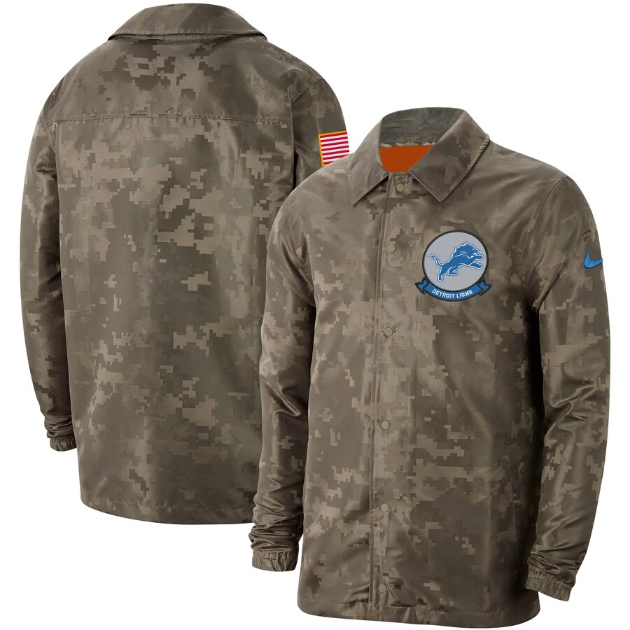 Men's Detroit Lions Nike Camo 2019 Salute To Service Sideline Full Zip Lightweight Jacket