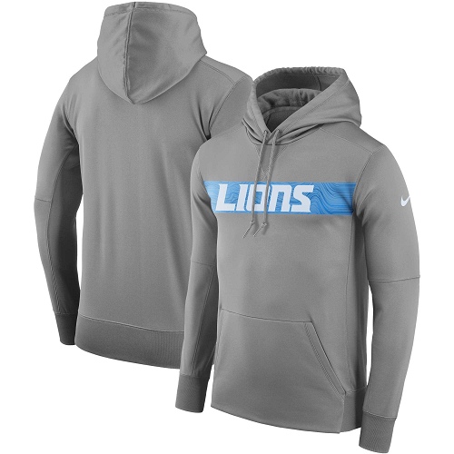 Men's Detroit Lions Nike Gray Sideline Team Performance Pullover Hoodie Men's Detroit Lions Nike Gray Sideline Team Performance Pullover Hoodie