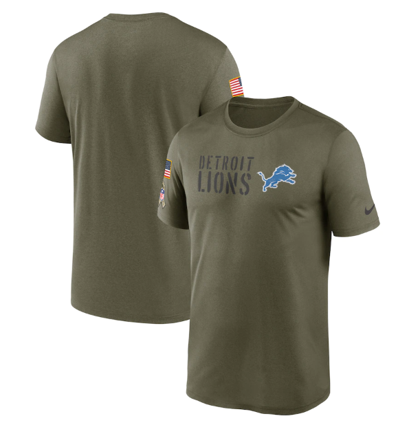 Men's Detroit Lions Olive 2022 Salute To Service Legend Team T-Shirt