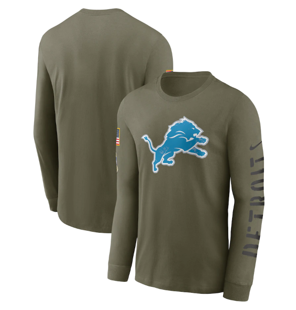Men's Detroit Lions Olive 2022 Salute To Service Long Sleeve T-Shirt