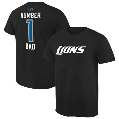 Men's Detroit Lions Pro Line College Number 1 Dad T-Shirt Black Men's Detroit Lions Pro Line College Number 1 Dad T-Shirt Black
