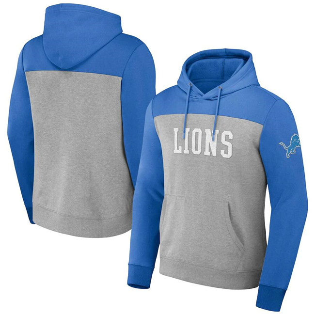Men's Detroit Lions X Darius Rucker Collection Heather Gray Color Blocked Pullover Hoodie Men's Detroit Lions X Darius Rucker Collection Heather Gray Color Blocked Pullover Hoodie