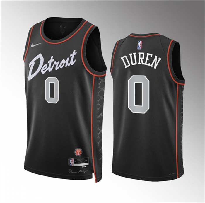 Men's Detroit Pistons #0 Jalen Duren Black 2023-24 City Edition Stitched Basketball Jersey Men's Detroit Pistons #0 Jalen Duren Black 2023-24 City Edition Stitched Basketball Jersey