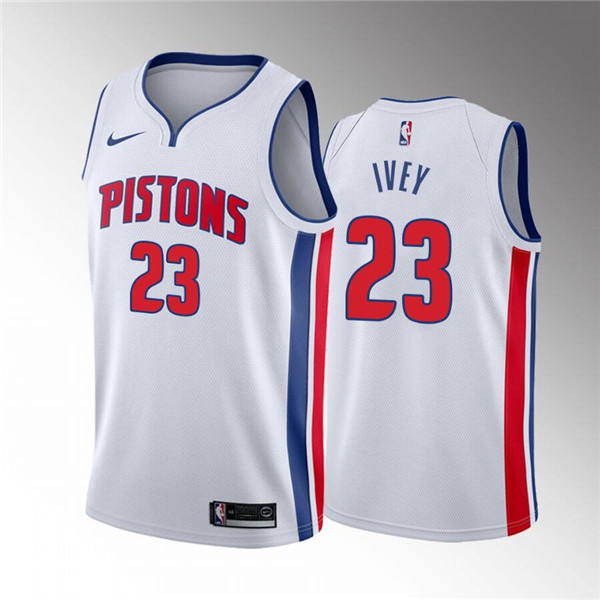 Men's Detroit Pistons #23 Jaden Ivey 2020-21 White Association Edition Stitched Jersey Men's Detroit Pistons #23 Jaden Ivey 2020-21 White Association Edition Stitched Jersey
