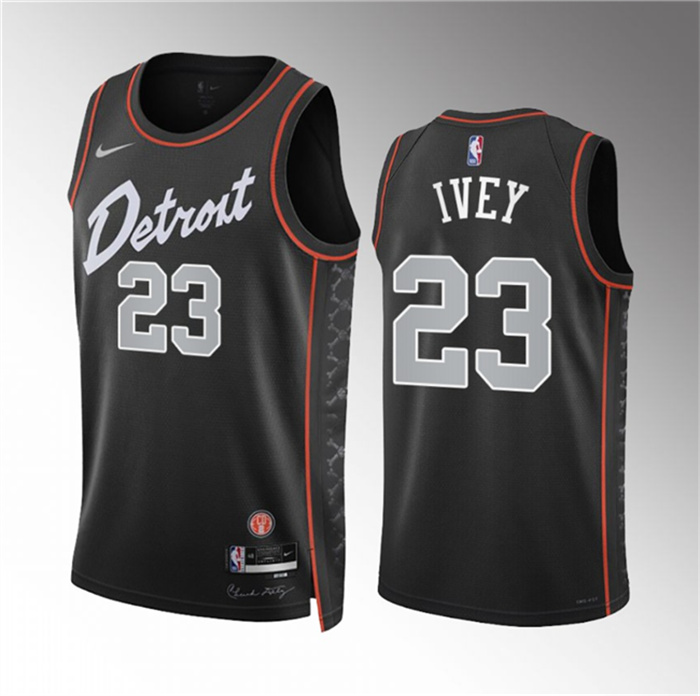 Men's Detroit Pistons #23 Jaden Ivey Black 2023-24 City Edition Stitched Basketball Jersey Men's Detroit Pistons #23 Jaden Ivey Black 2023-24 City Edition Stitched Basketball Jersey