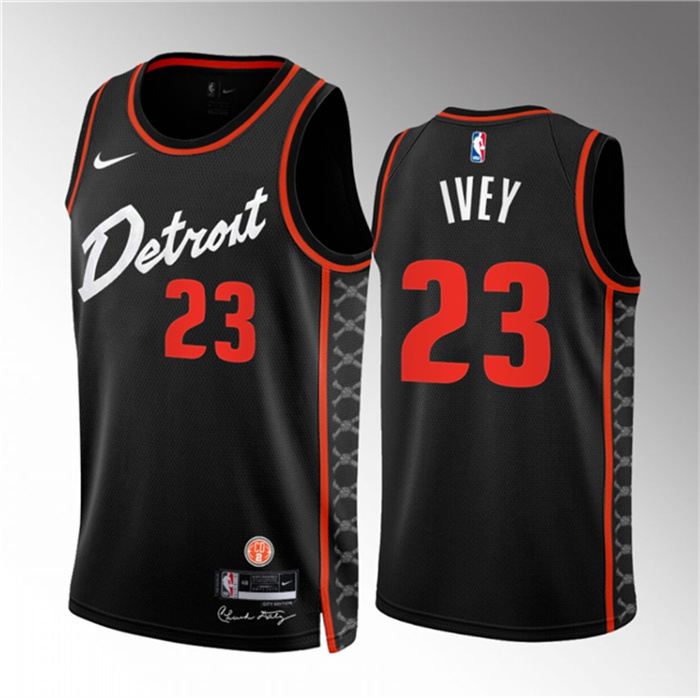 Men's Detroit Pistons #23 Jaden Ivey Black 2023 24 City Edition Stitched Basketball Jersey Men's Detroit Pistons #23 Jaden Ivey Black 2023 24 City Edition Stitched Basketball Jersey