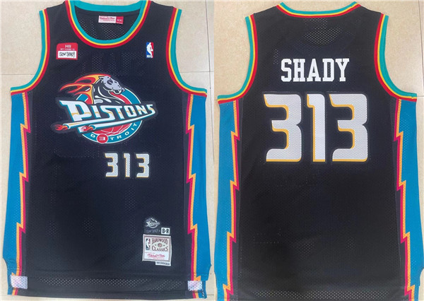 Men's Detroit Pistons #313 Shady Black Mitchell & Ness Throwback Stitched Jersey Men's Detroit Pistons #313 Shady Black Mitchell & Ness Throwback Stitched Jersey