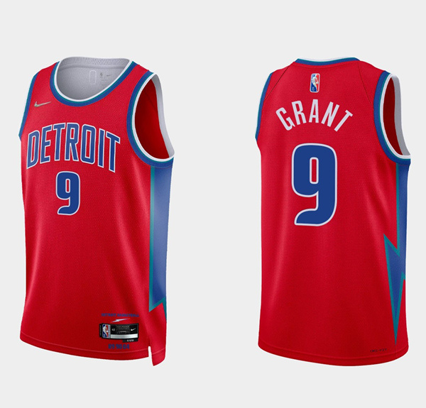 Men's Detroit Pistons #9 Jerami Grant 75th Anniversary Red Stitched Jersey Men's Detroit Pistons #9 Jerami Grant 75th Anniversary Red Stitched Jersey