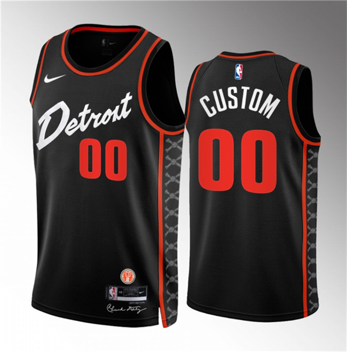Men's Detroit Pistons Active Player Custom Black 2023 24 City Edition Stitched Basketball Jersey Men's Detroit Pistons Active Player Custom Black 2023 24 City Edition Stitched Basketball Jersey