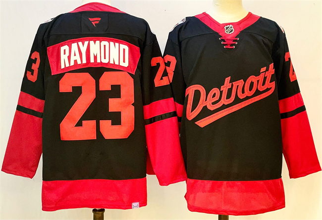 Men's Detroit Red Wings #23 Lucas Raymond Black 2024-25 Stitched Jersey Men's Detroit Red Wings #23 Lucas Raymond Black 2024-25 Stitched Jersey